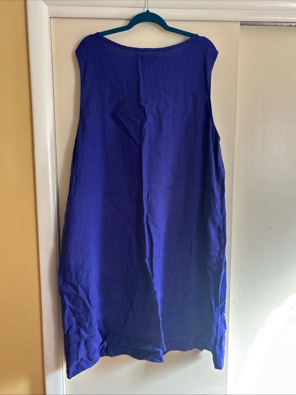 Flax Sleeveless Linen Midi Dress in Deep Violet Blue - Picture 5 of 8